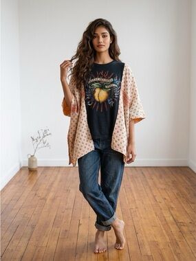 Handcrafted Upcycled Vintage Allman Brothers Band Kantha Tunic NWT One Size